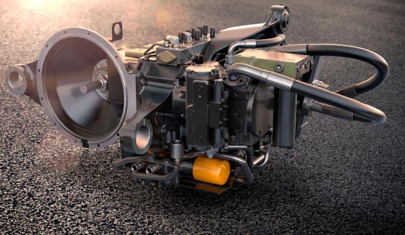 La transmission JCB Dualtech VT combine hydrostatique, pour les travaux à basse vitesse, et powershift, pour les usages à grande vitesse.