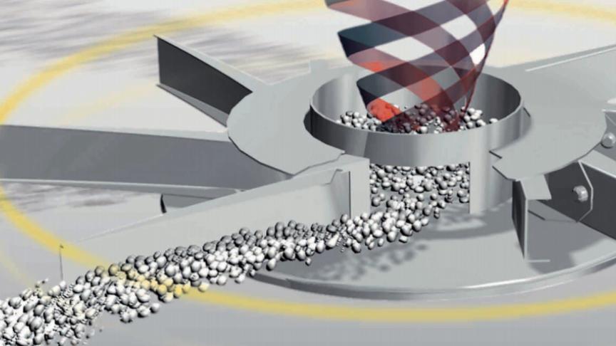 Fig 2: Disque à plusieurs pales et goulotte réglable.