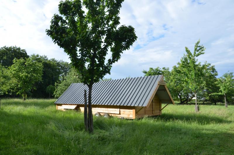 Pour l’élevage de poulets de chair, La poule qui roule dispose  d’un poulailler mobile. A terme, les éleveurs devraient investir  dans sept autres structures du même type.