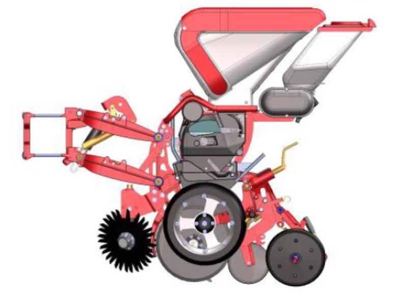Les nouveaux microgranulateurs des semoirs Kverneland limitent à un minimum les contacts entre l’agriculteur et les microgranulés.
