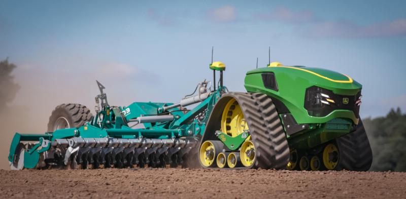 John Deere a travaillé sur un tracteur à la fois électrique et autonome, pouvant être utilisé pour diverses applications.