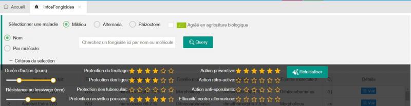 Vous y trouverez désormais ne liste phyto interactive, pratique pour retrouver toutes les informations nécessaires sur vos fongicides, herbicides et insecticides, avec des raccourcis spéciaux pour les producteurs bio et les producteurs de plants.