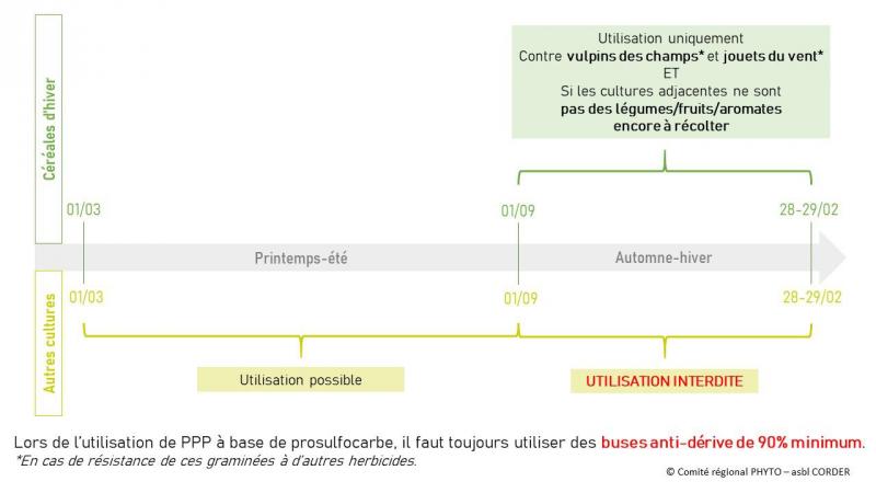 Figure: restrictions à respecter en cas d’utilisation de PPP à base de prosulfocarbe.