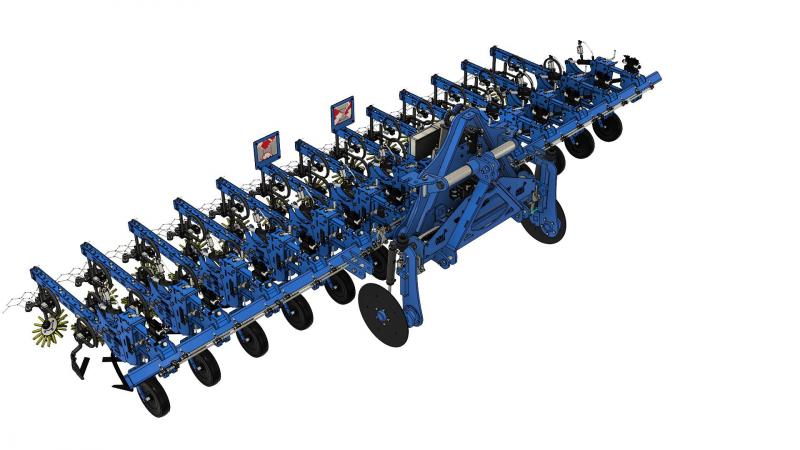 Le translateur repose sur deux coutres circulaires l’isolant des mouvements du tracteur.