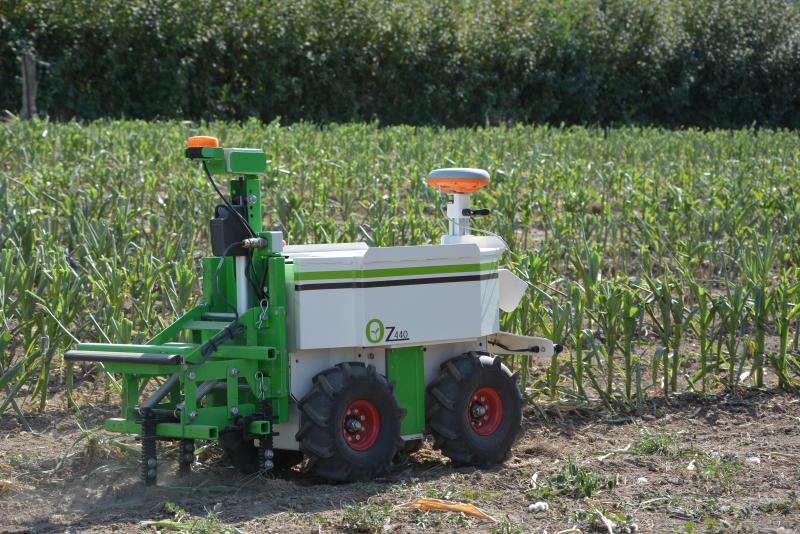 Les fonctions d’Oz ne se limitent pas au désherbage. Il transporte des charges, tracte une remorque, et un siège peut lui être attelé, pour simplifier les plantations et récoltes.