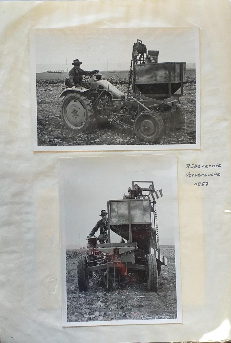 Dans cet album  peu ordinaire se trouvent de rares photos des essais d’un prototype d’arracheuse de betteraves Fendt, datées de 1957.