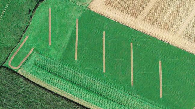 Les forfaits octroyés aux agriculteurs constituent un sérieux coup de pouce à l’installation de projet agroforestier  tel que celui-ci, à Ronquières (vue aérienne).