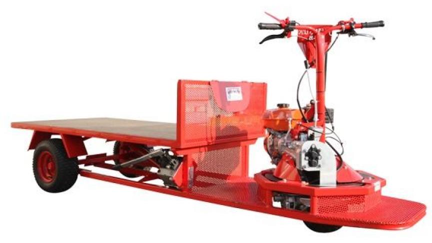 Le chariot peut se conduire avec  le plateau devant ou derrière  le conducteur.