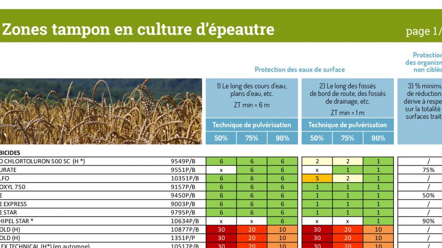 Extrait d’une fiche «zones tampons» proposée par l’asbl, en l’occurrence pour l’épeautre.