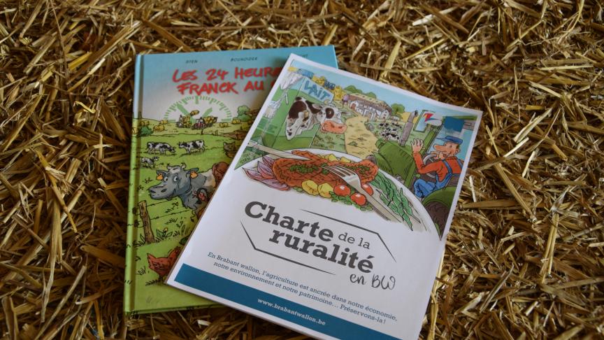 Les visuels présents dans la charte proviennent de l’exposition permanente <a href=mailto:Agripedi@BW>Agripedi@BW</a> et de la bande dessinée «Les 24 heures de Franck au champ».